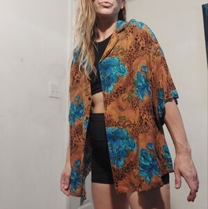 Vintage 80's Caribou of New York floral Hawaiin shirt